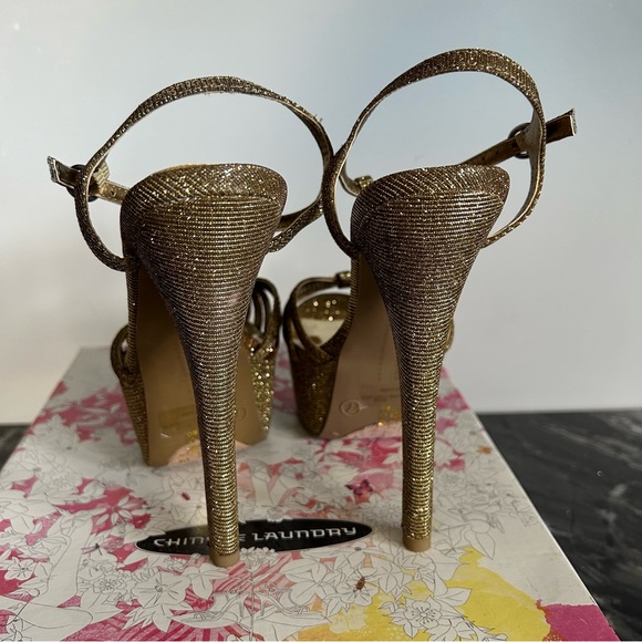 Chinese Laundry Take Care Golden High Heel Sandal - Picture 5 of 9